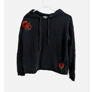 American Eagle Gray Rose Embroidered Sweater